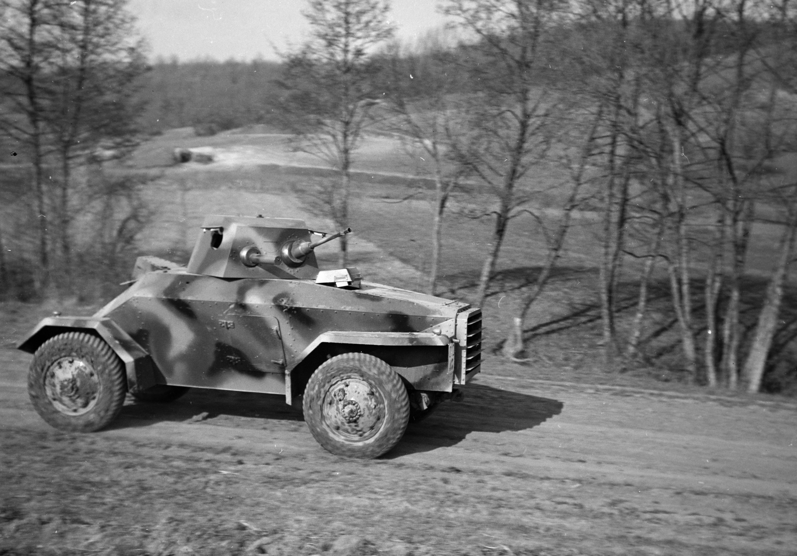 1939, Horváth József, armoured car, prototype, camouflage pattern, Straussler AC2, Fortepan #265955