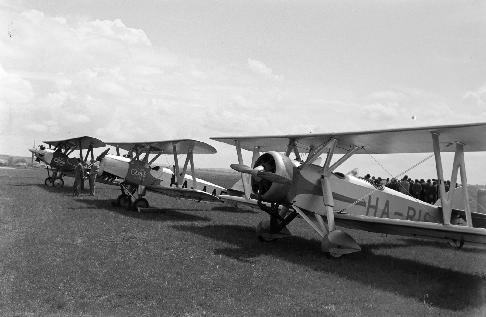 Hungary, Mátyásföld Airport, Budapest XVI., 1936, Horváth József, registration mark, airplane, biplane, Antal Bánhidi design, Budapest, Bánhidi-Lampich BL-16 Haris, radial engine, Fortepan #266015