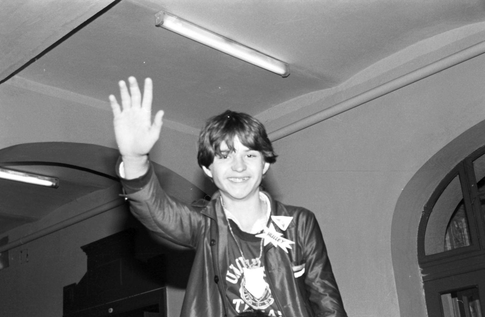 Hungary, Kőszeg, Jurisich Miklós Gimnázium., 1989, Baráth Endre, school, jesting, Fortepan #26602