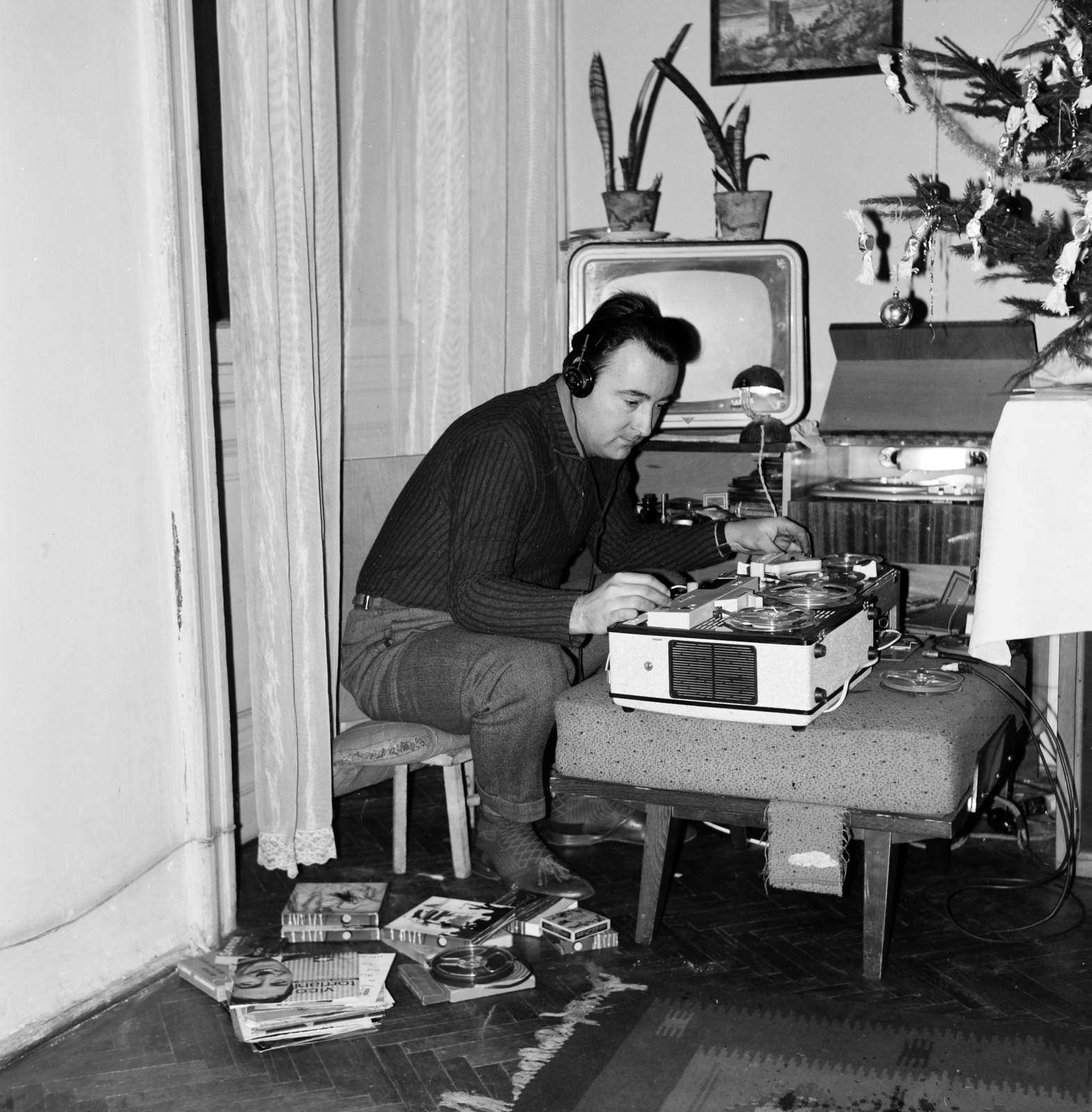 1968, Szilvási hagyaték, tape recorder, Fortepan #266385