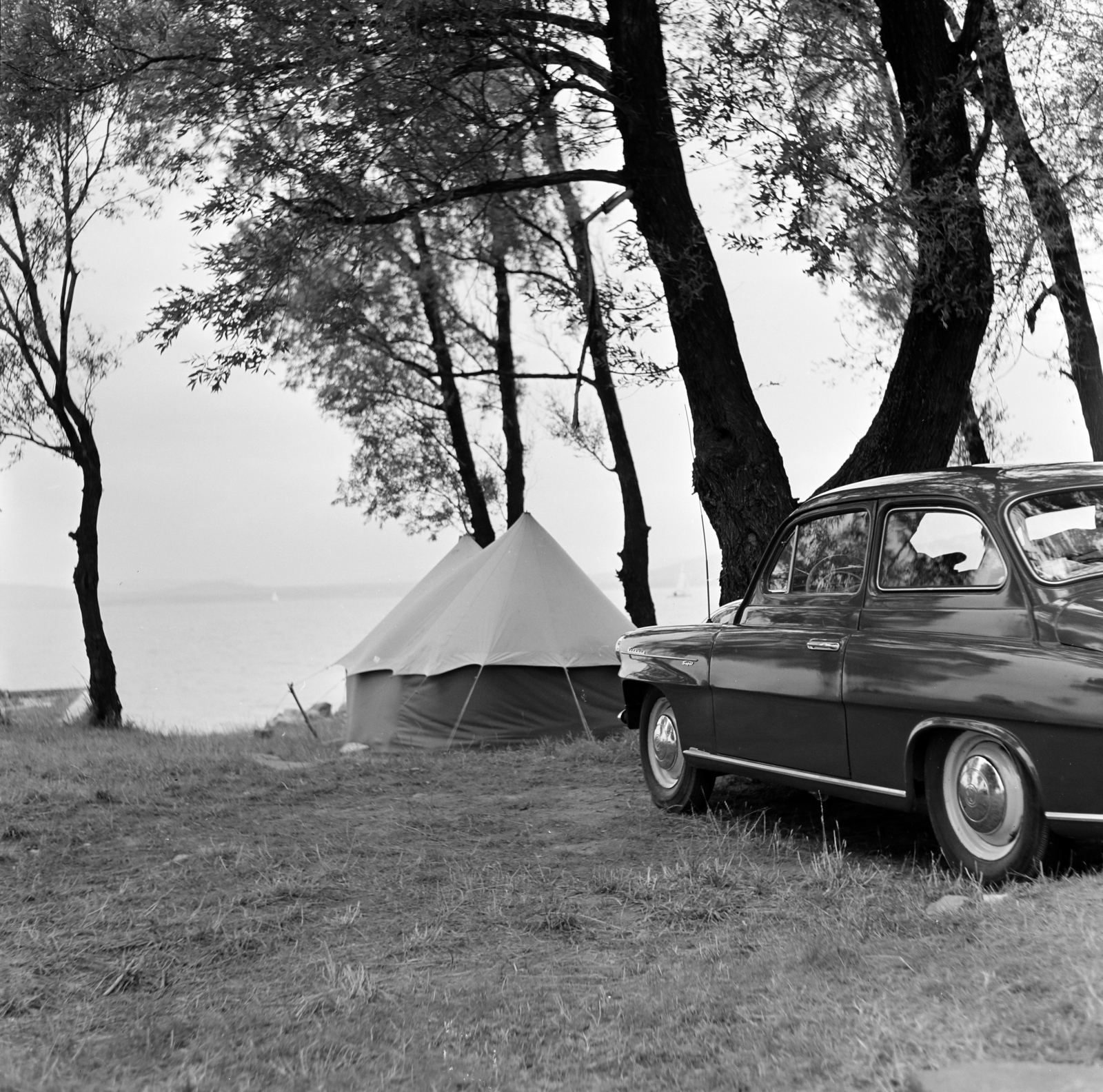 1965, Szilvási hagyaték, Skoda Octavia, sátor, kemping, Fortepan #266454