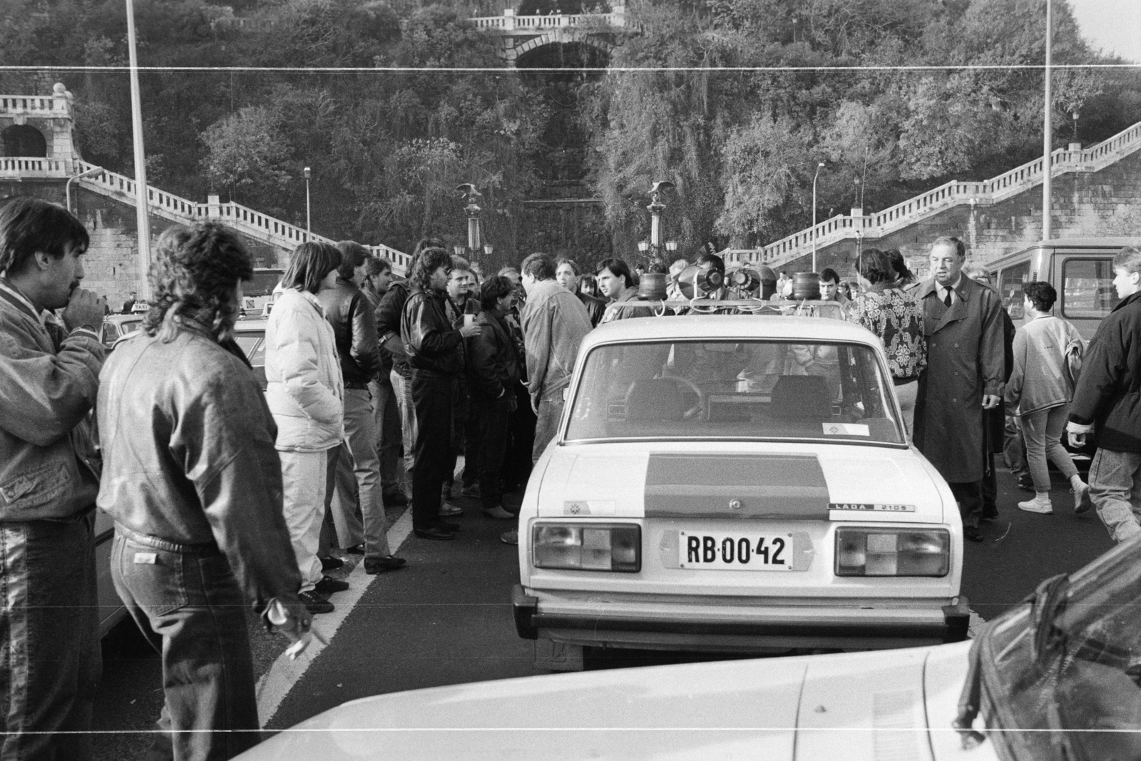 1990, Vimola Károly, number plate, strike, police vehicle, Fortepan #266864