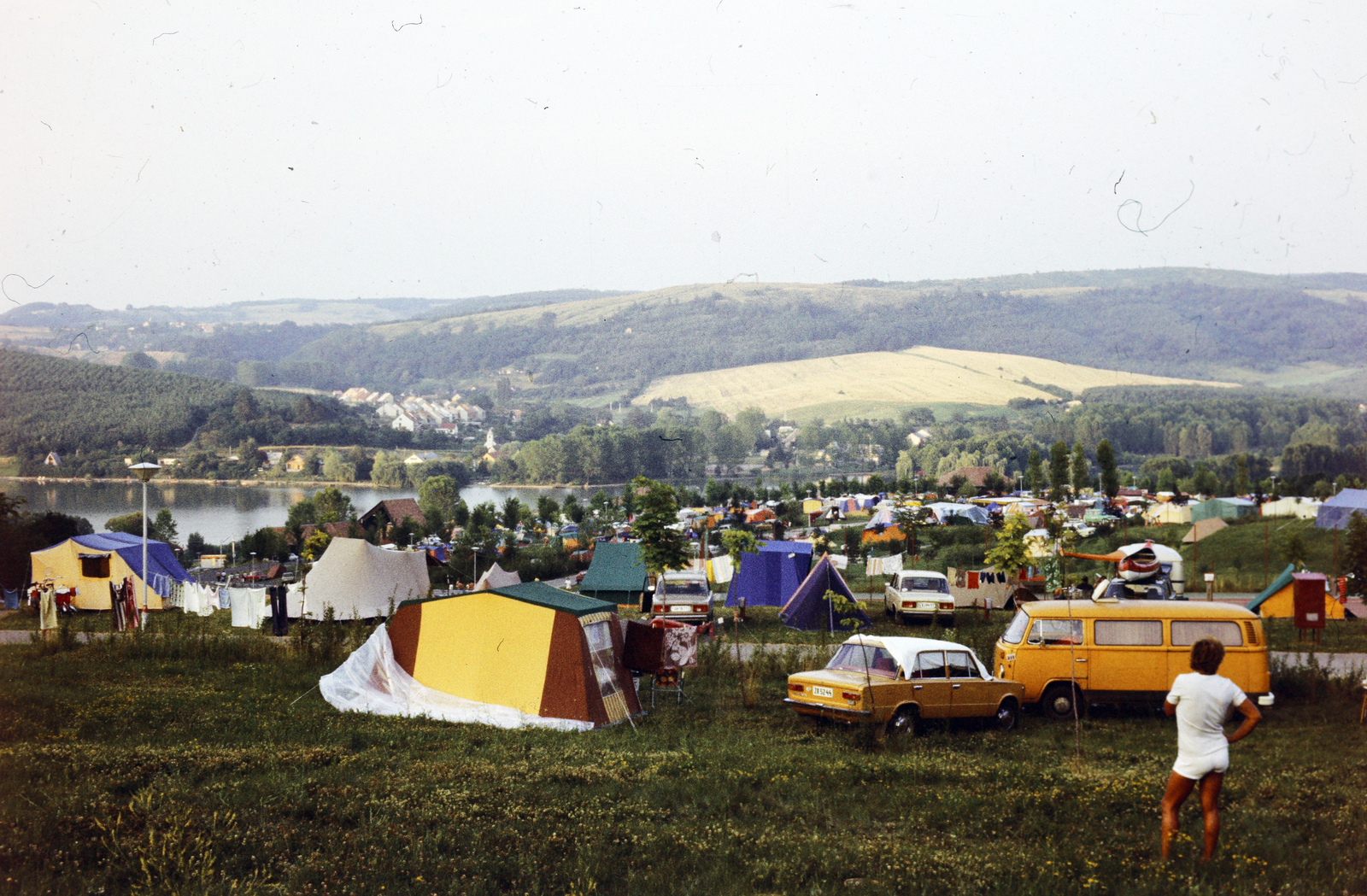 Hungary, Orfű, Panoráma kemping., 1986, Lorkó Fanni, colorful, tent, camping, Fortepan #267582
