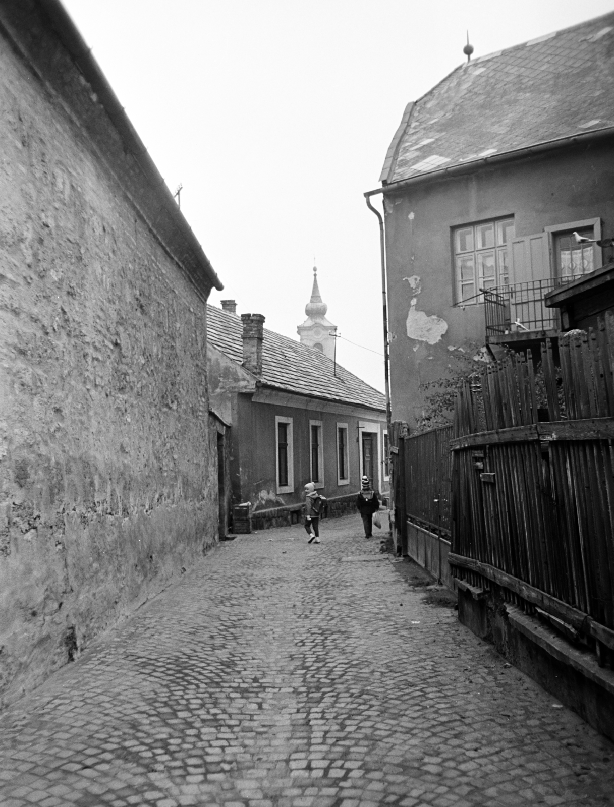 Hungary, Szentendre, szemben az Alkotmány utca 1. számú ház, itt élt és alkotott Ferenczy Károly festőművész 1889 - 1892 között. A háztető felett a Blagovesztenszka görögkeleti templom tornya látható., 1972, Dorics István, Fortepan #267877