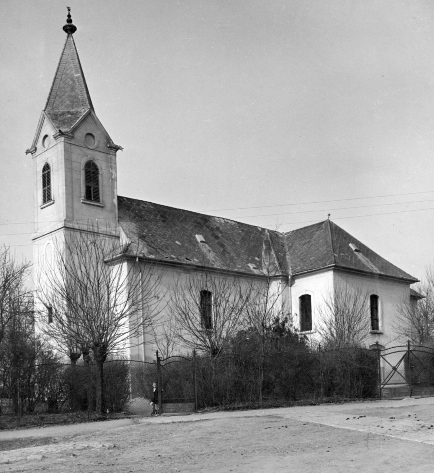 Hungary, Budapest XVI., Rózsalevél utca 46. Cinkotai evangélikus templom., 1954, Geuduschek Tibor, church, Budapest, Fortepan #26804