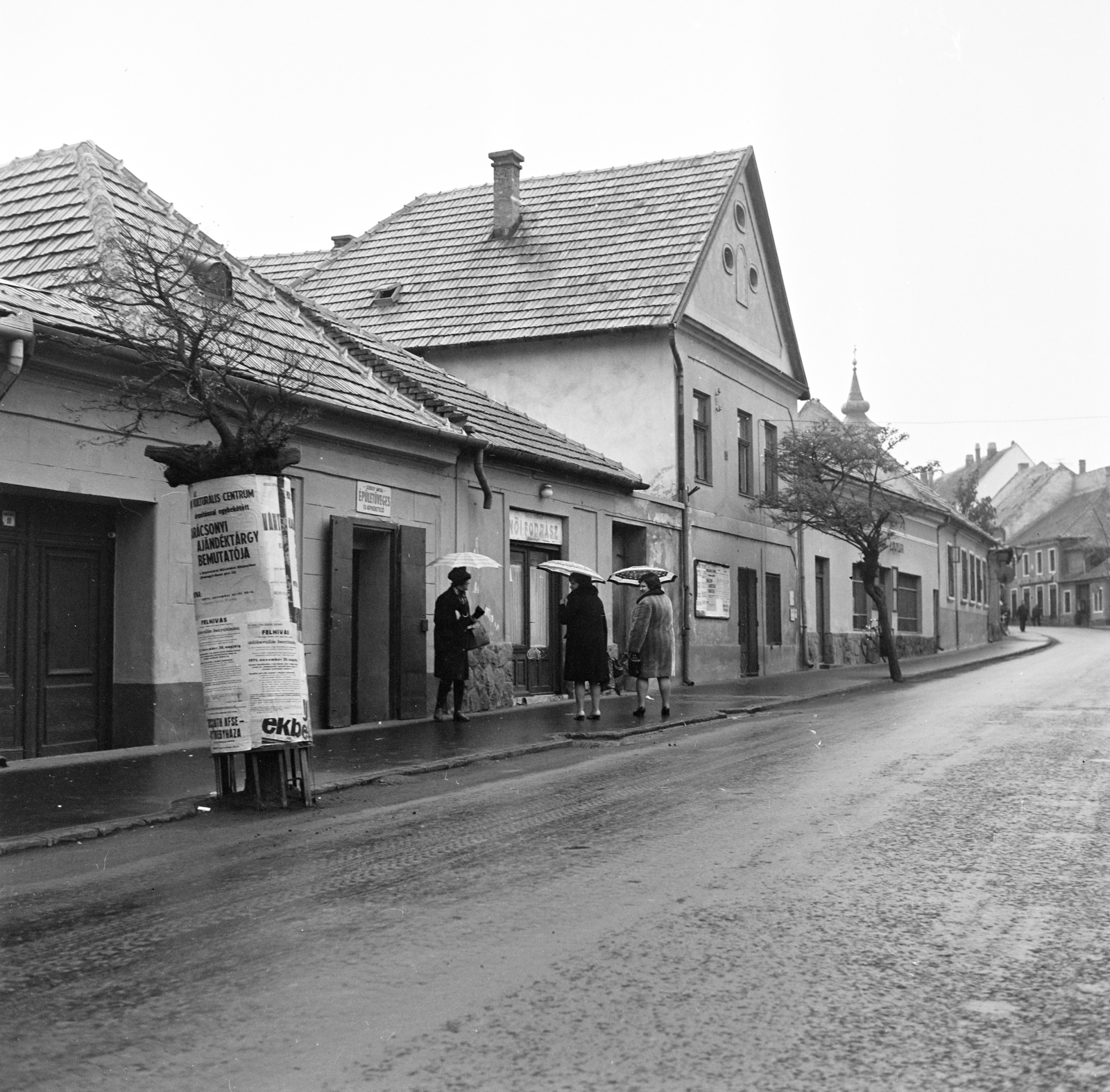 Hungary, Szentendre, Dumtsa Jenő utca, a háztetők felett a Blagovesztenszka görögkeleti templom tornyának részlete látható., 1971, Gárdos Katalin, Fortepan #268308