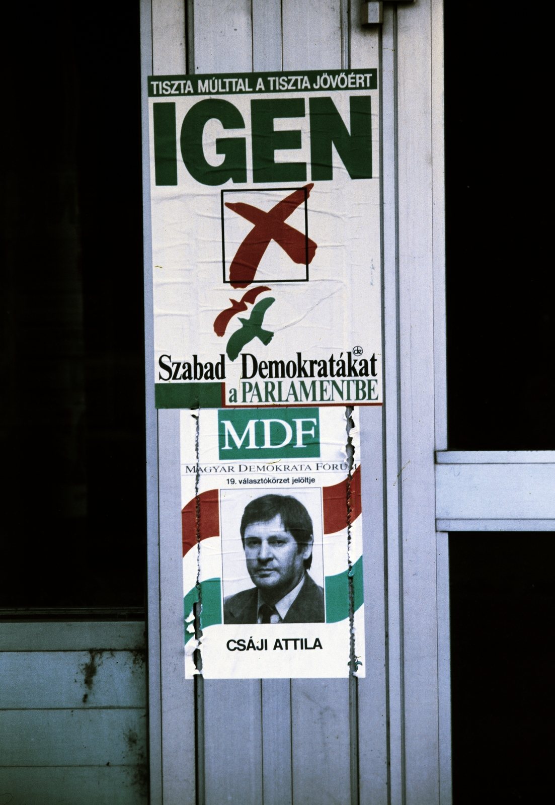 Hungary, Budapest XIII., választási plakátok., 1990, Glósz András, Budapest, fishing, Fortepan #268409