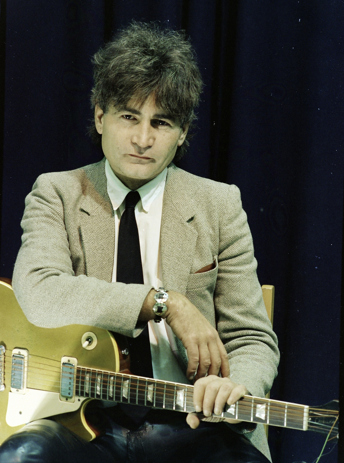 Magyarország, Závodi János beatzenész., 1983, Glósz András, gitár, hangszer, zenész, Fortepan #268431