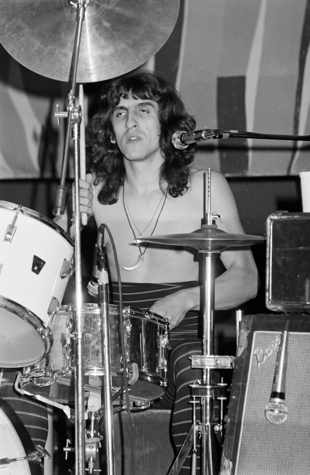 Magyarország, Kocsándi Miklós a Karthago együttes tagja., 1983, Kanyó Béla, zenekar, dobos, cintányér, Fortepan #269029