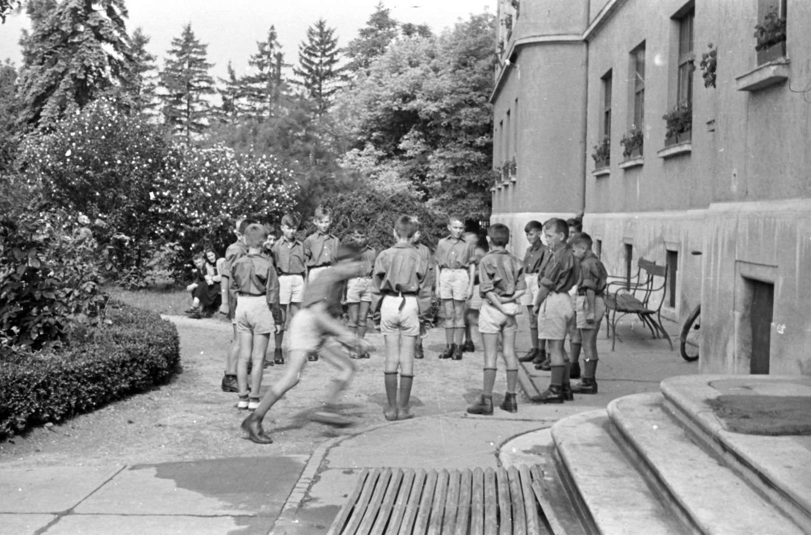 Hungary, Kőszeg, MÁV Nevelőintézet., 1960, Baráth Endre, boys, toy, Fortepan #26919