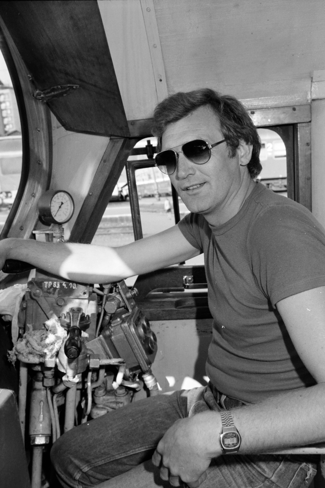 1986, Kanyó Béla, napszemüveg, járműbelső, Fortepan #269340