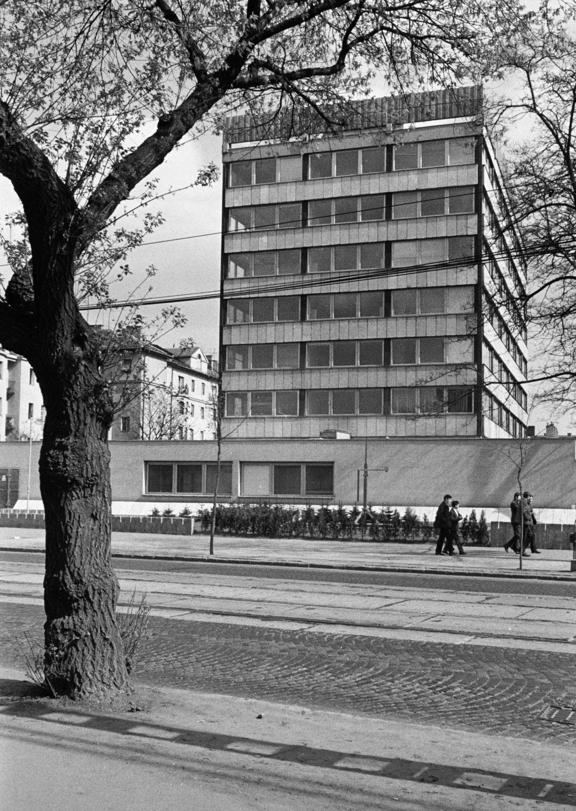 Hungary, Budapest XIV., Columbus utca 17-23., az Eötvös Loránd Geofizikai Intézet (ELGI) központi székháza a Thököly út felől nézve., 1970, Középületépítő Vállalat - Kreszán Albert - Koczka András - Kemecsei József, Budapest, Fortepan #269561