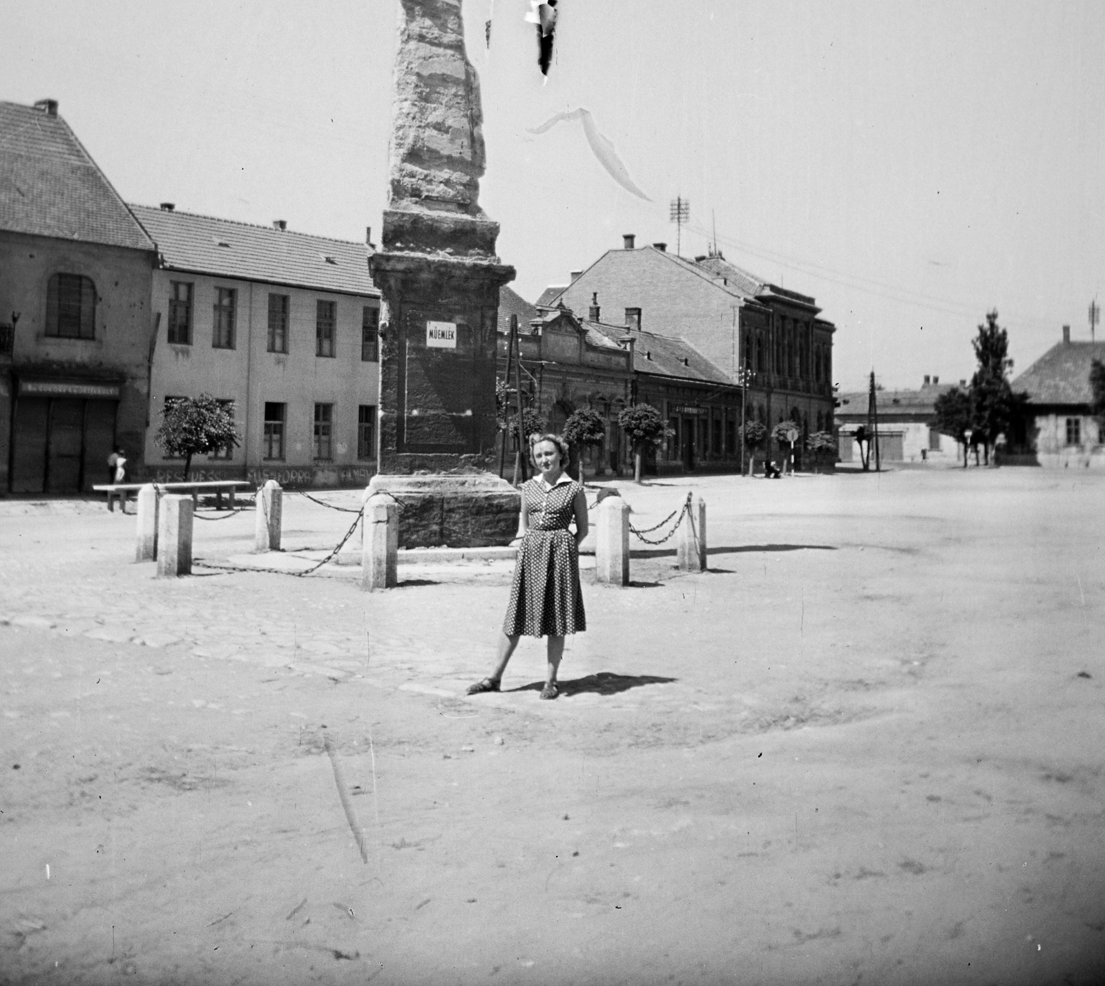 Hungary, Tata, Kossuth tér, Immaculata-emlék., 1957, Vozárik Edit, monument, Fortepan #270135