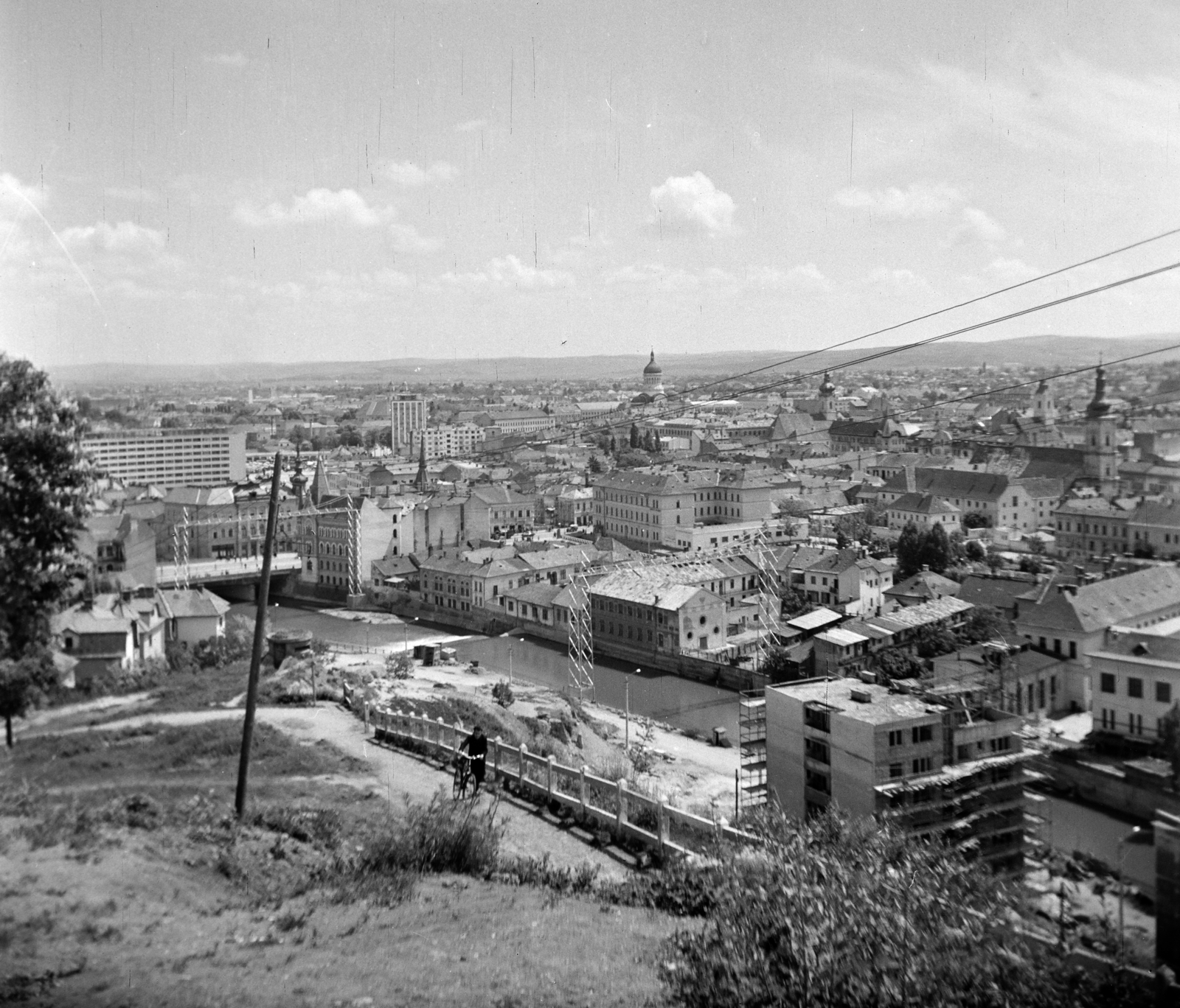 Románia,Erdély, Kolozsvár, kilátás a Fellegvár felől a Szamos folyó és a belváros felé., 1963, Vozárik Edit, városkép, látkép, Fortepan #270191