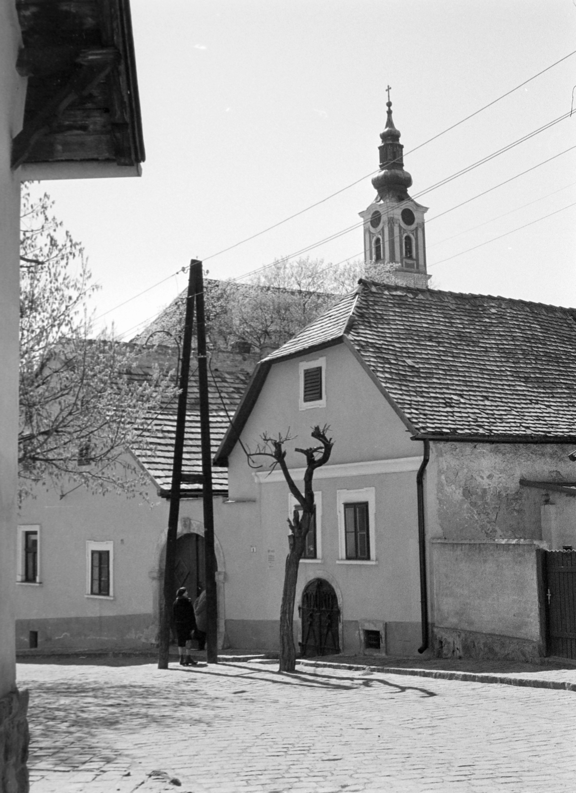 Hungary, Szentendre, Rab Ráby tér, szemben Rab Ráby háza és felette a Belgrád székesegyház (Görögkeleti Püspöki Főszékesegyház) látható., 1968, Vozárik Edit, Fortepan #270465