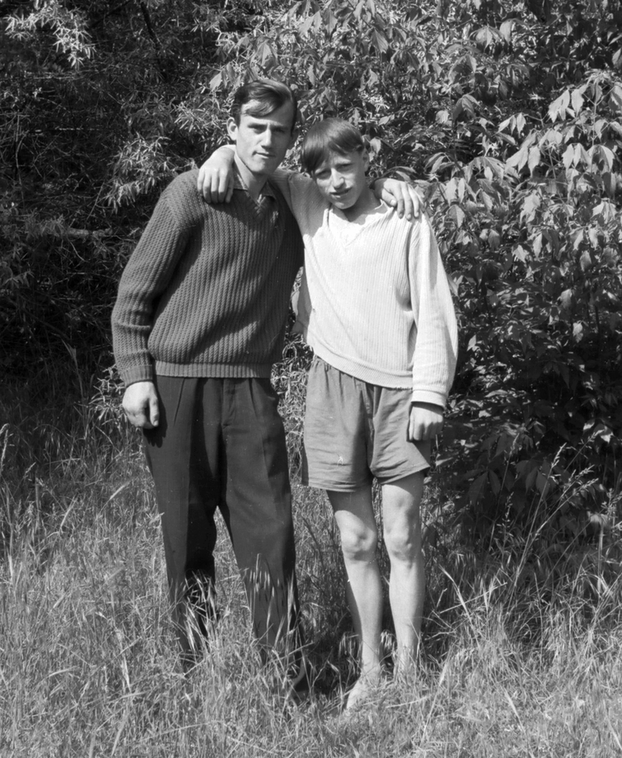 1968, Drimbe József, double portrait, arms around shoulders, Fortepan #27073