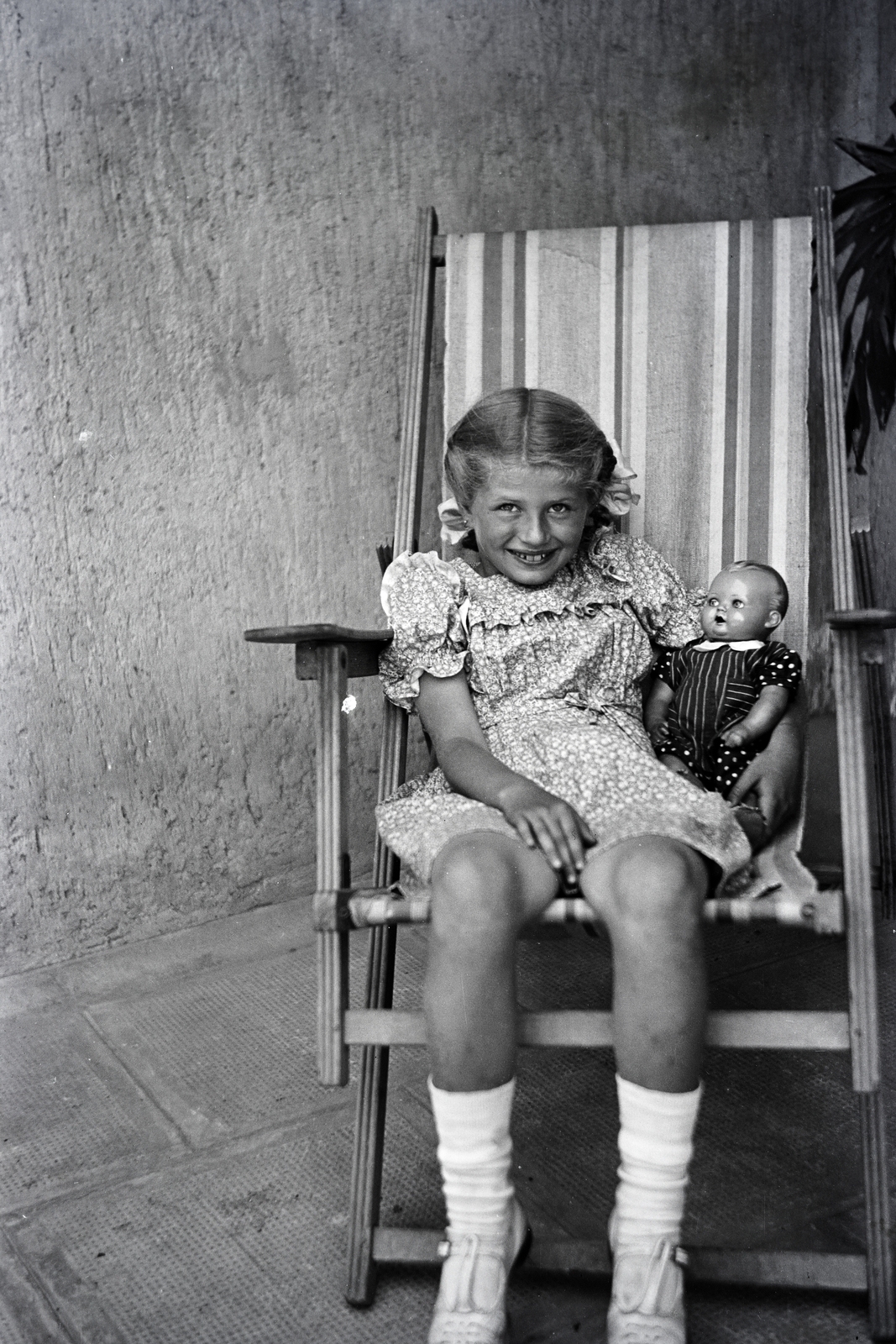 1936, Fodor András örökösei, nyugágy, játék baba, kislány, Fortepan #270790