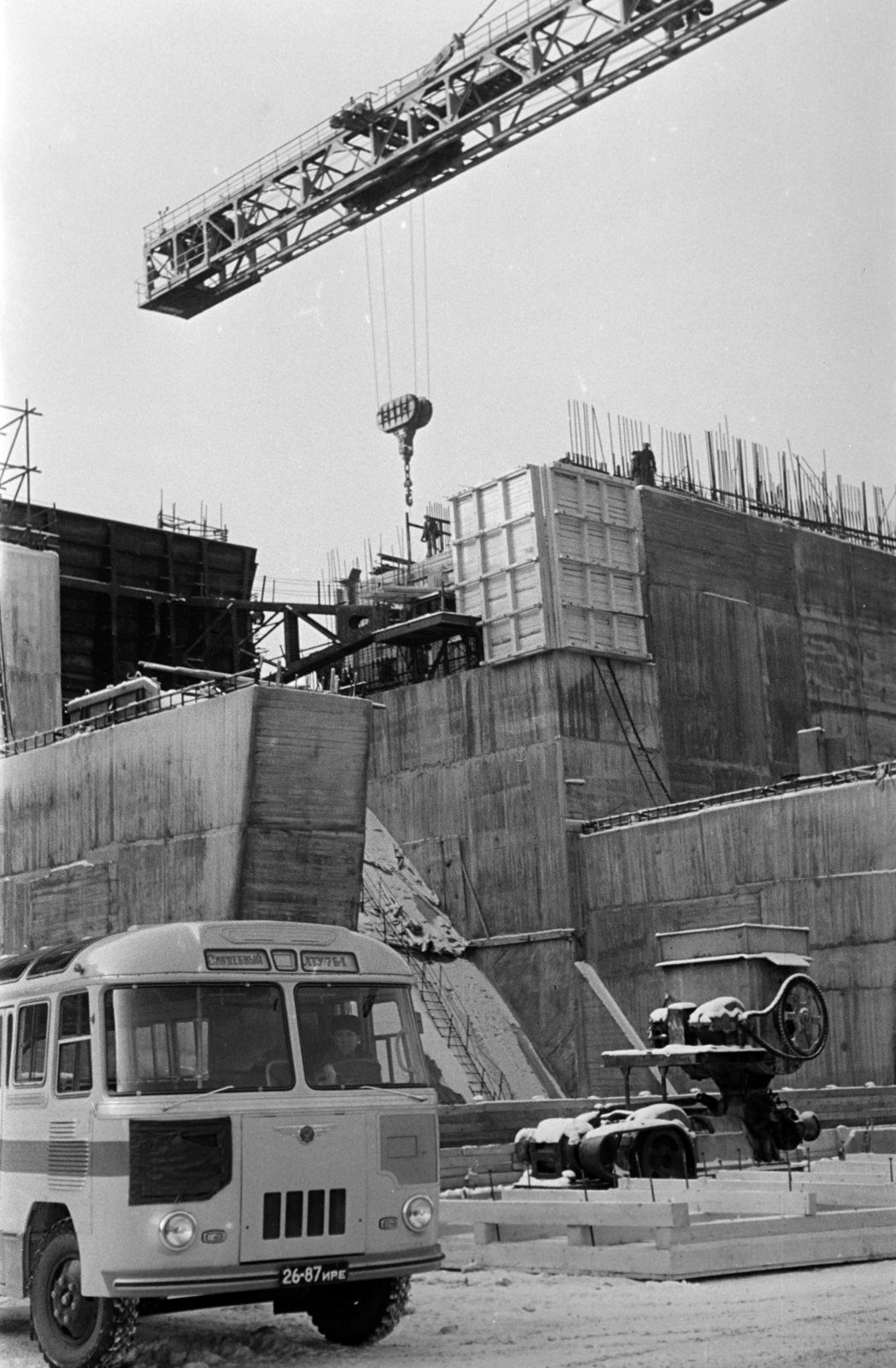 1970, Fodor András örökösei, construction, crane, PAZ-652, Soviet Union, Fortepan #270862