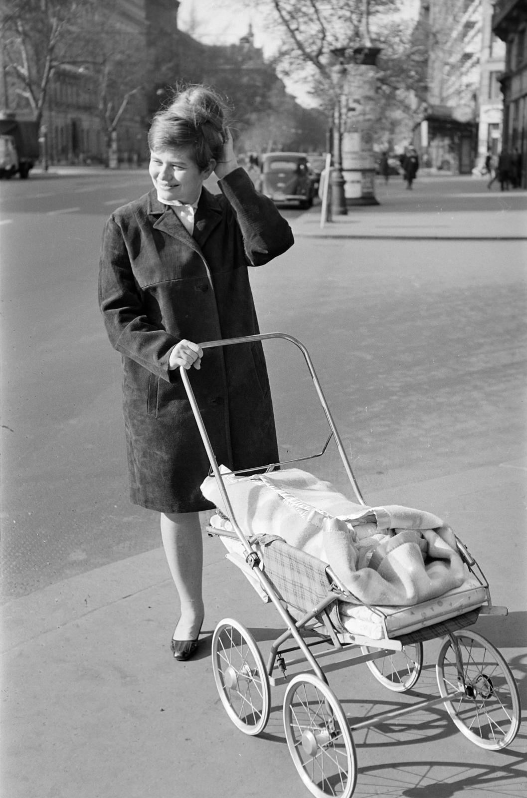 1970, Fodor András örökösei, baby carriage, hairdo, Fortepan #270920