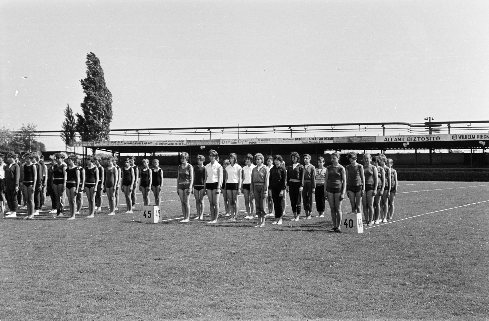 Hungary, Győr, Vasas ETO sporttelep, úttörők megyei négytusa bajnoksága., 1964, Lipovits Károly, pioneer, pitch, Fortepan #271372