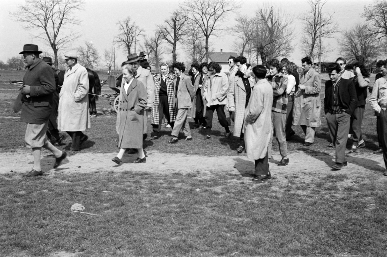 1957, Lipovits Károly, zsebredugott kéz, látogatók, mezőgazdaság, falu, Fortepan #271473