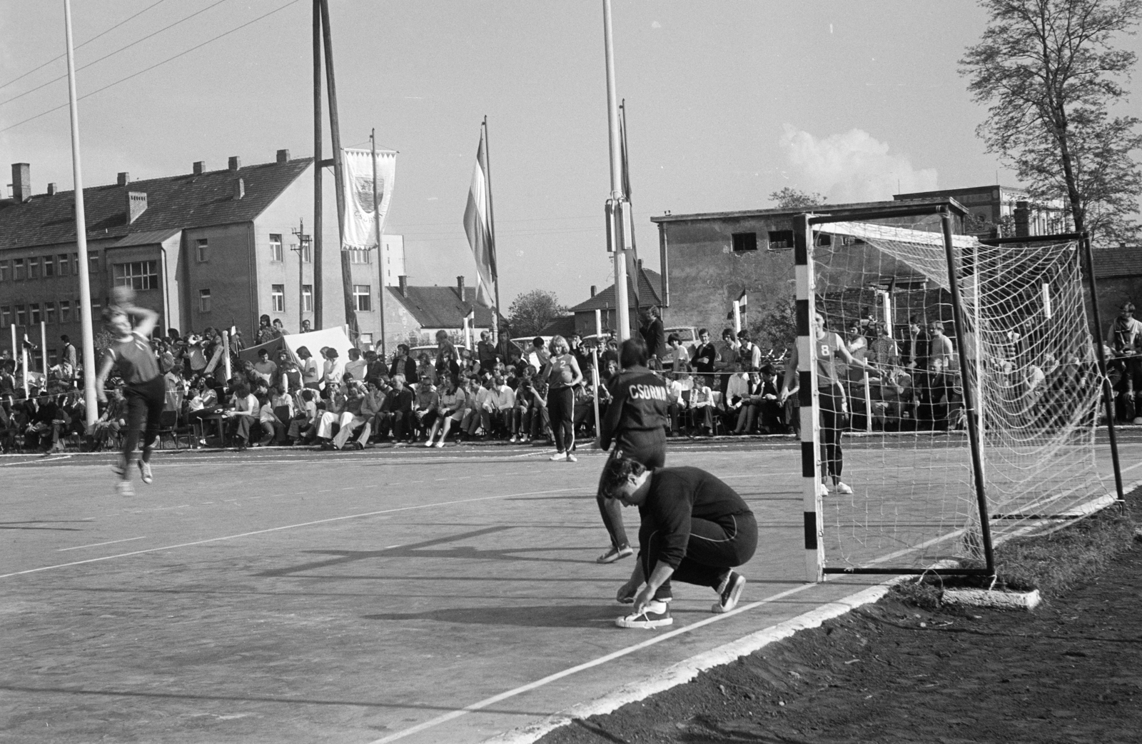 Hungary, Csorna, a Csukás Zoltán Mezőgazdasági Technikum és Szakképző Iskola sportpályája., 1966, Lipovits Károly, handball, Fortepan #271766