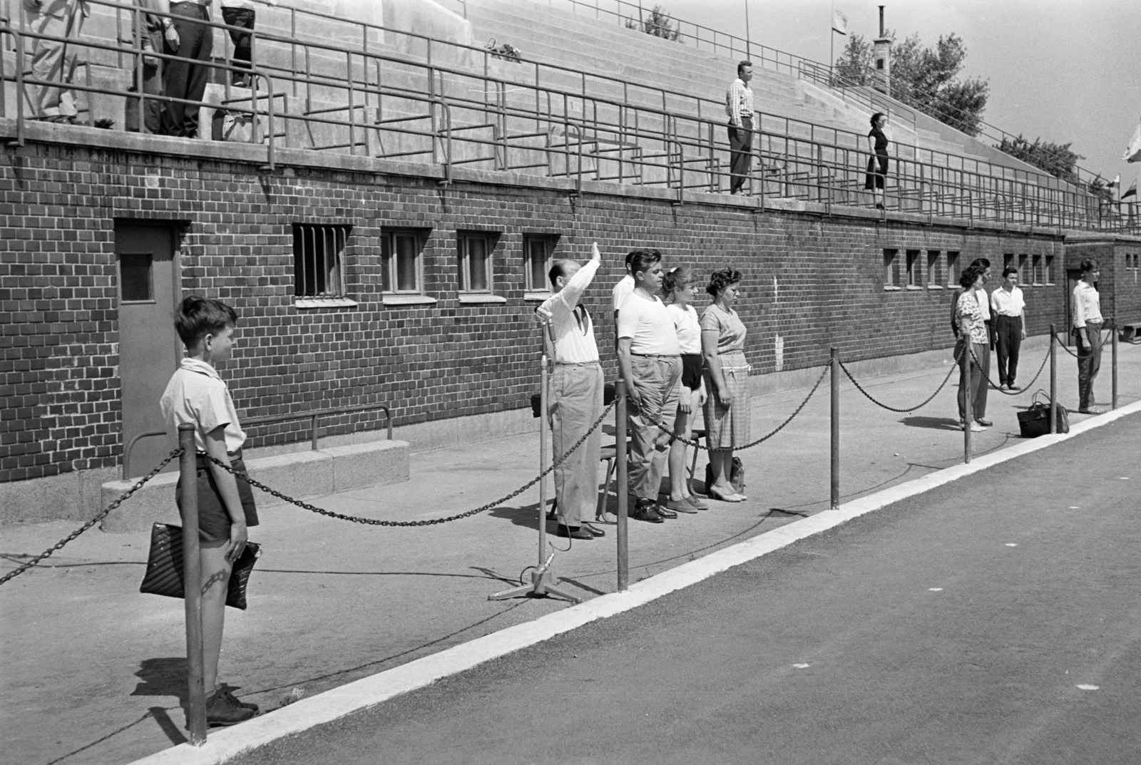 Hungary, Margit Islands, Budapest, Úttörő sporttelep / Úttörő stadion (később Margitszigeti Atlétikai Centrum), úttörők országos négytusa versenye., 1961, Lipovits Károly, Fortepan #271825