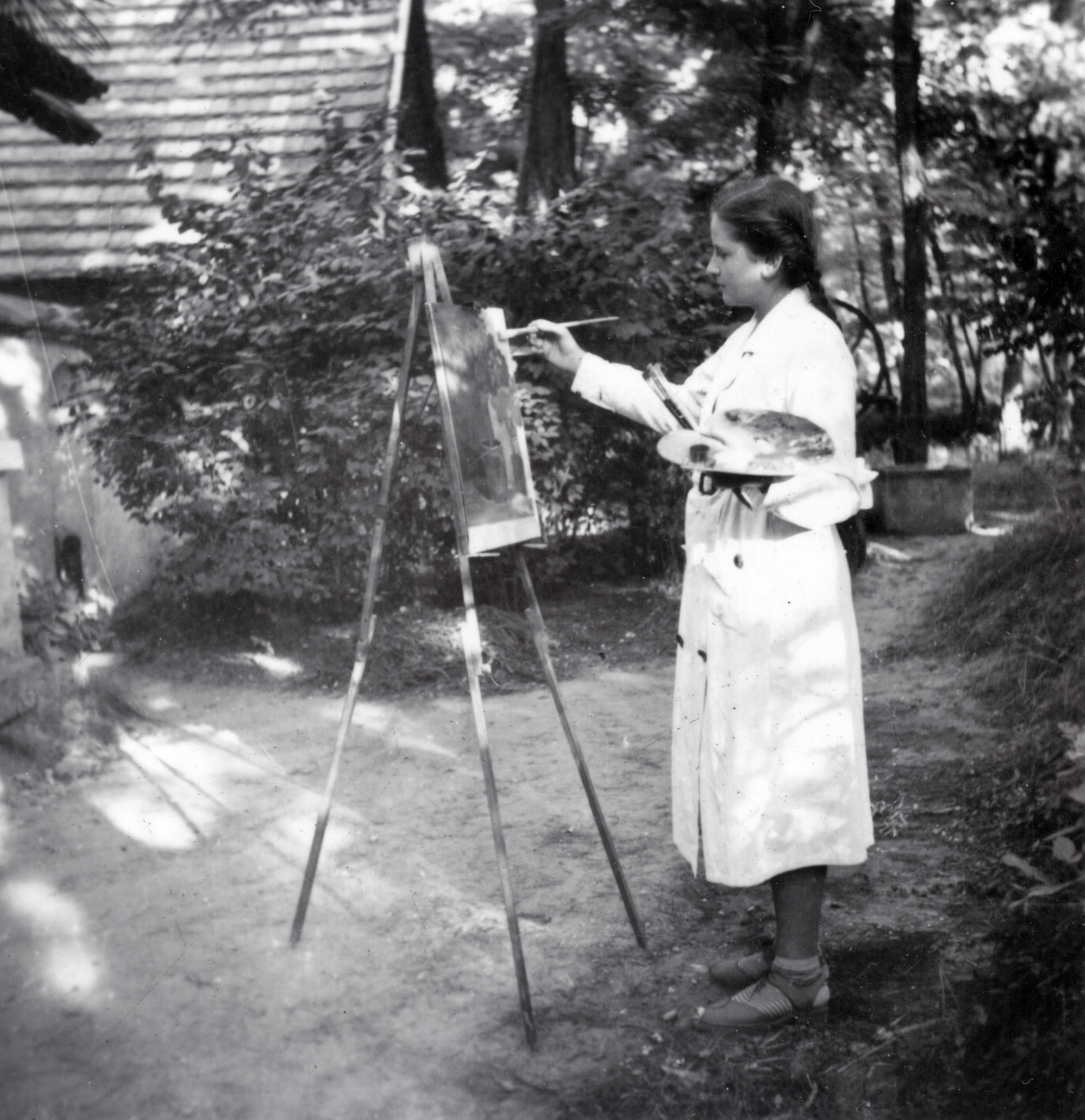 1935, Balogh Lídia, painter, easel, Fortepan #272250