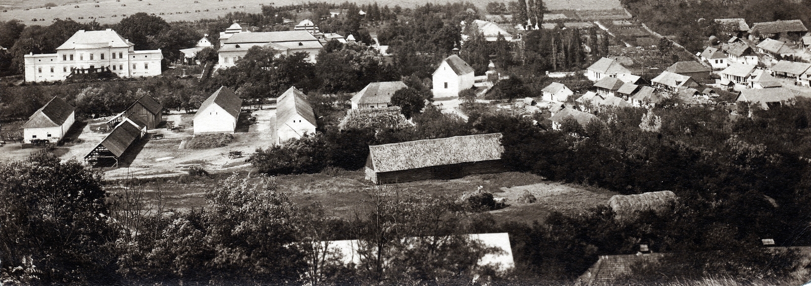 Hungary, a település látképe, középen a református templom, balra fent a Balassa-kastély., 1915, Jurányi Attila, Fortepan #272578