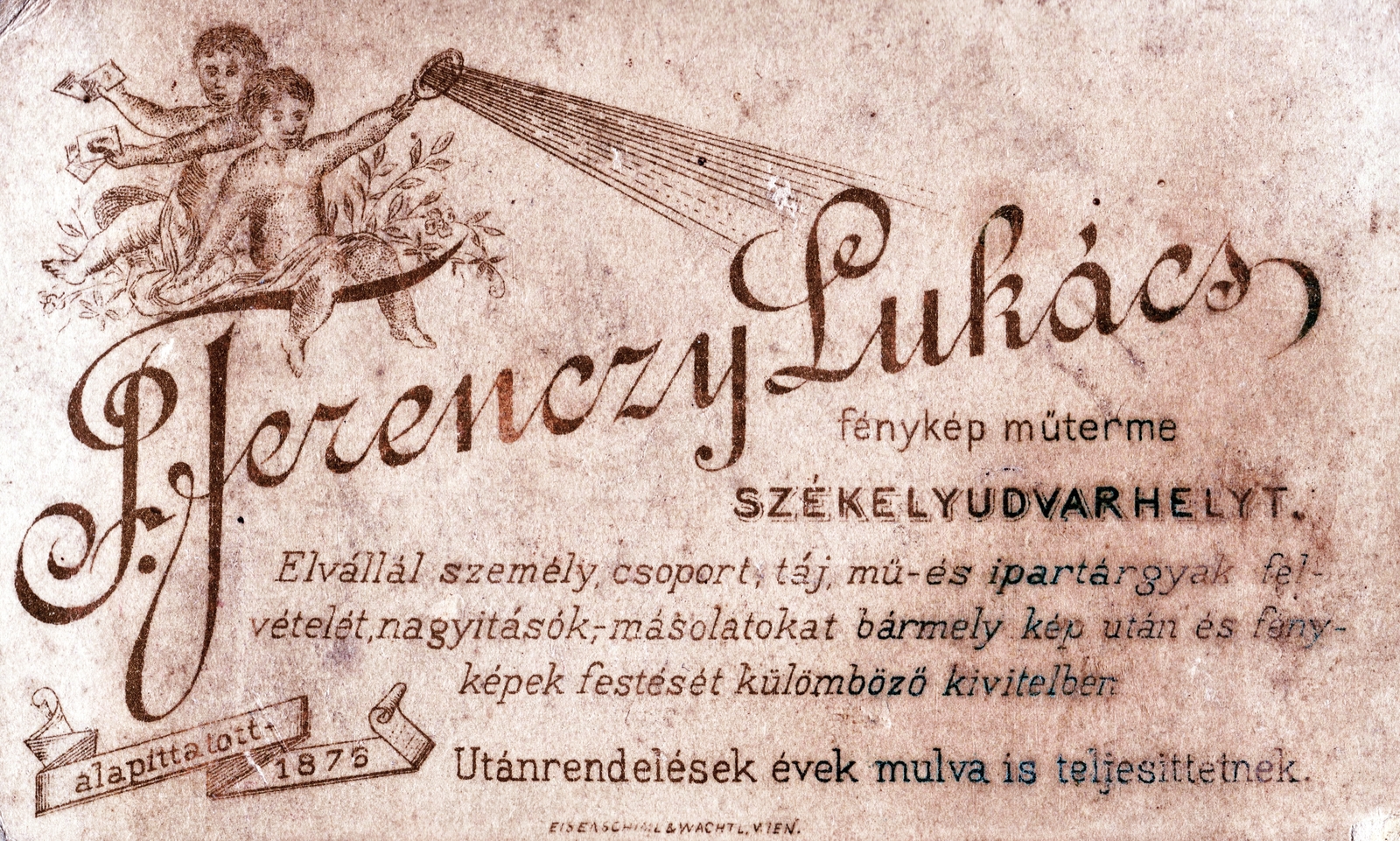 Ordorheiu Secuiesc, 1900, Keresztesi Péter, verso, photographer, studio, Fortepan #272605
