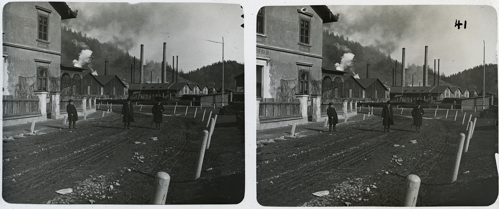 Slovakia, Podbrezova, Brezovai királyi vasgyár., 1902, Schoch Frigyes, factory, chimney, factory, industry, stereophoto, Fortepan #27266