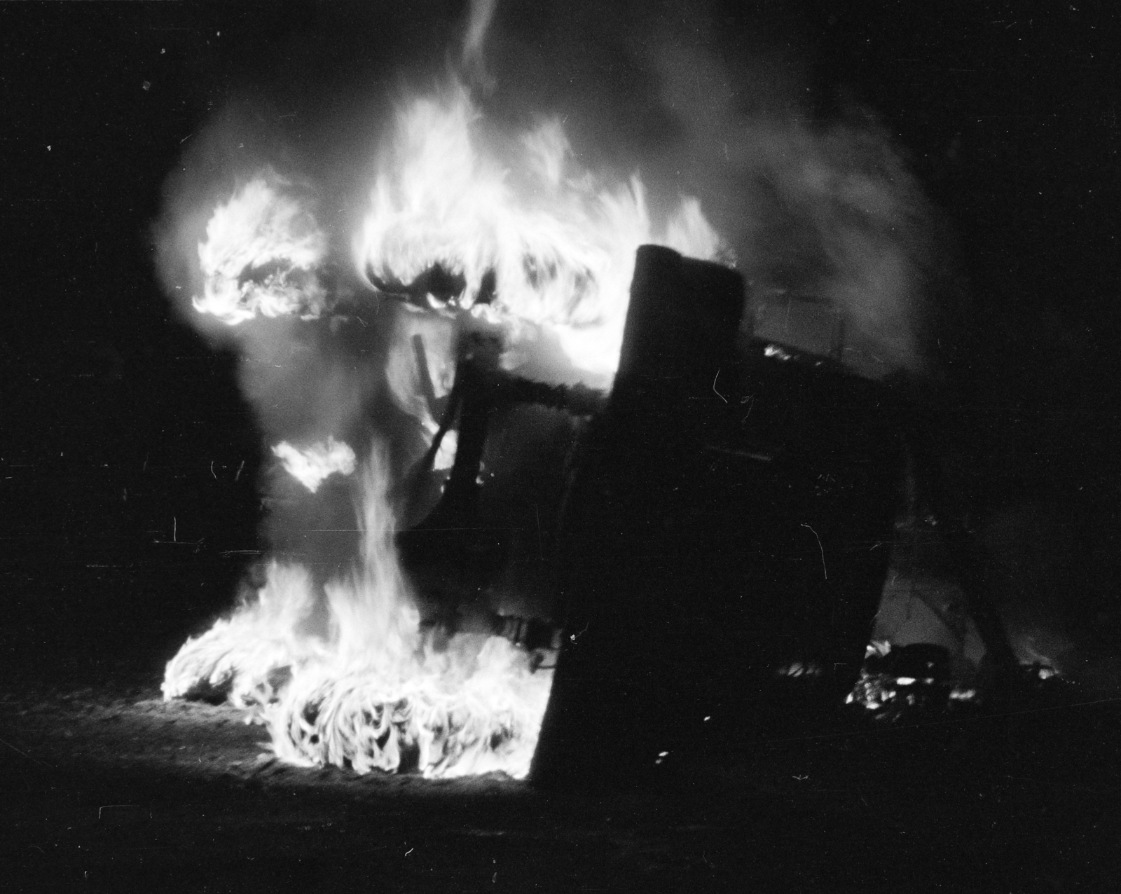1956, Papp Dezső, wreck, fire, Fortepan #272697