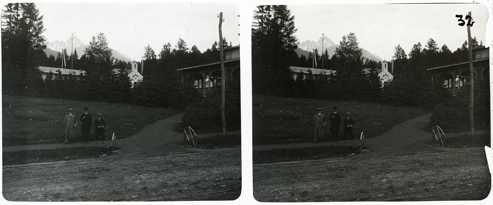 Slovakia, Starý Smokovec, 1905, Schoch Frigyes, flag, stereophoto, Tatra Mountains, Fortepan #27275