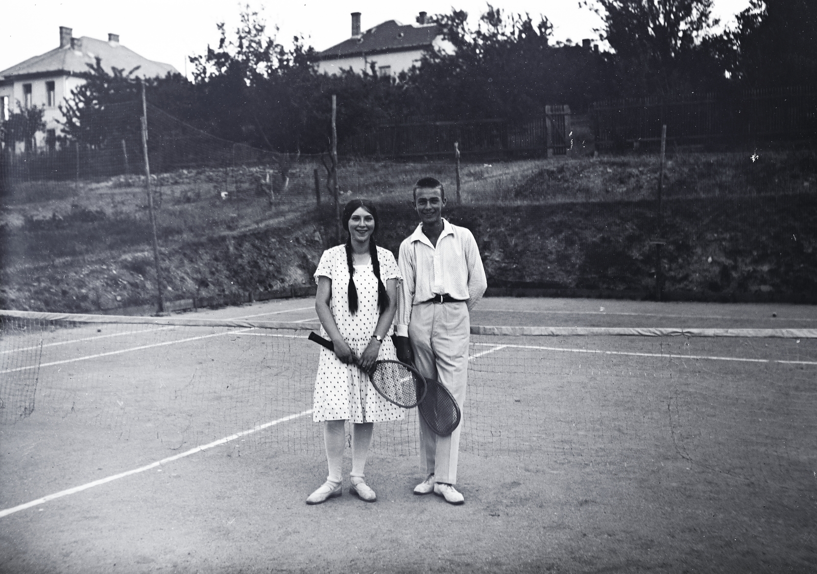 1935, Flanek-Falvay-Kováts, teniszpálya, Fortepan #272890