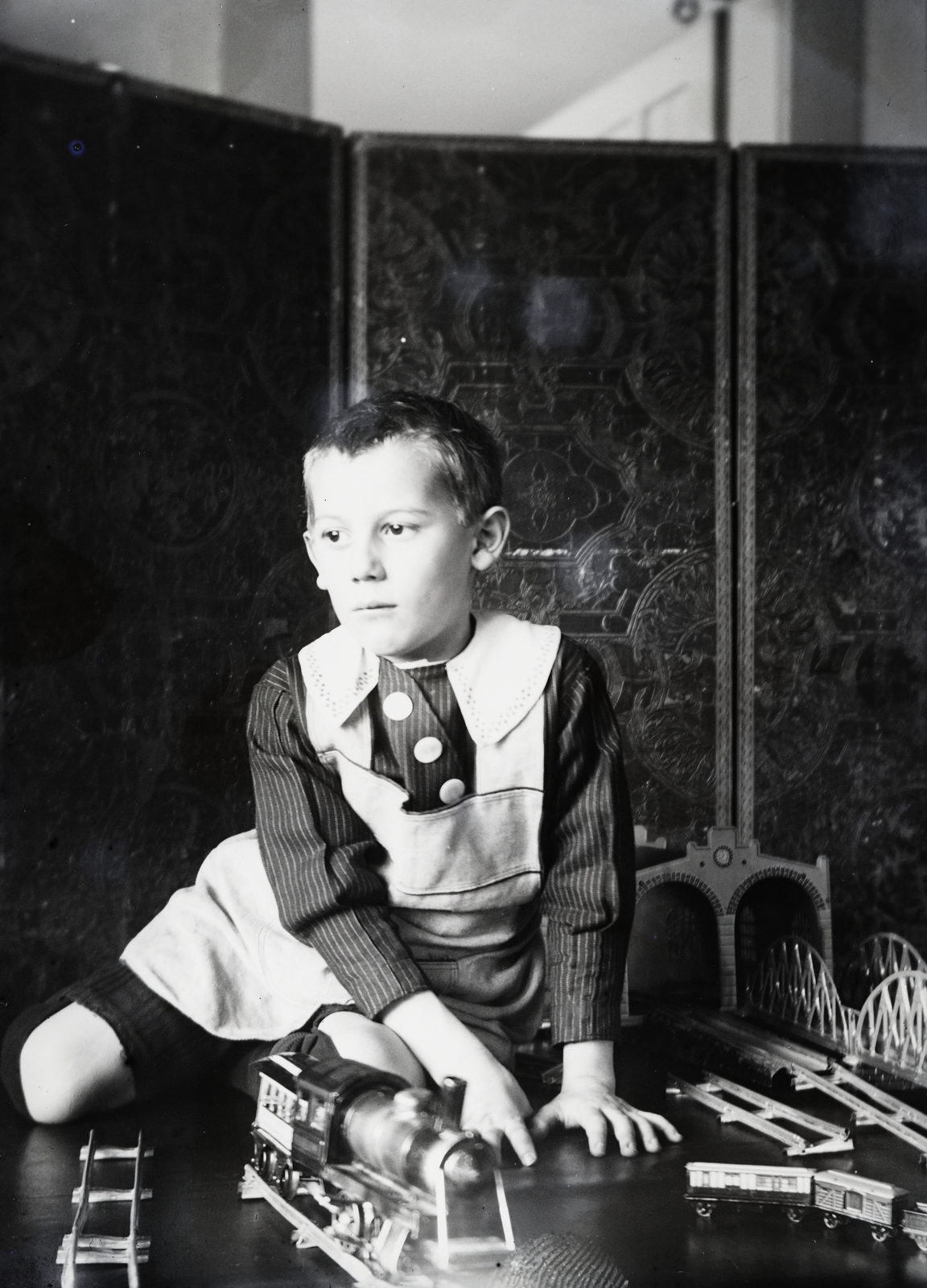 1915, Flanek-Falvay-Kováts, kid, toy train, Fortepan #272893