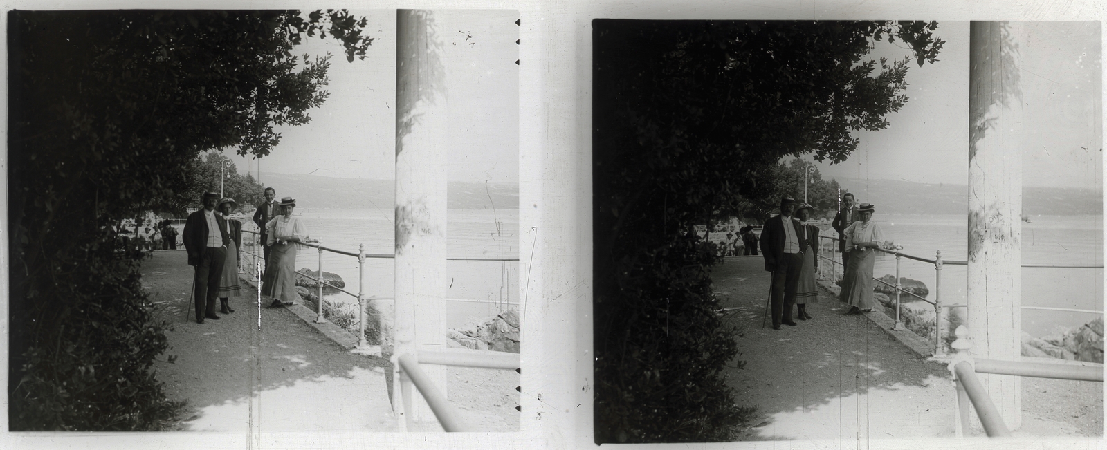 Croatia, Opatija, I. Ferenc József sétány a tengerparton Lovran felé., 1908, Schoch Frigyes, stereophoto, Fortepan #27291