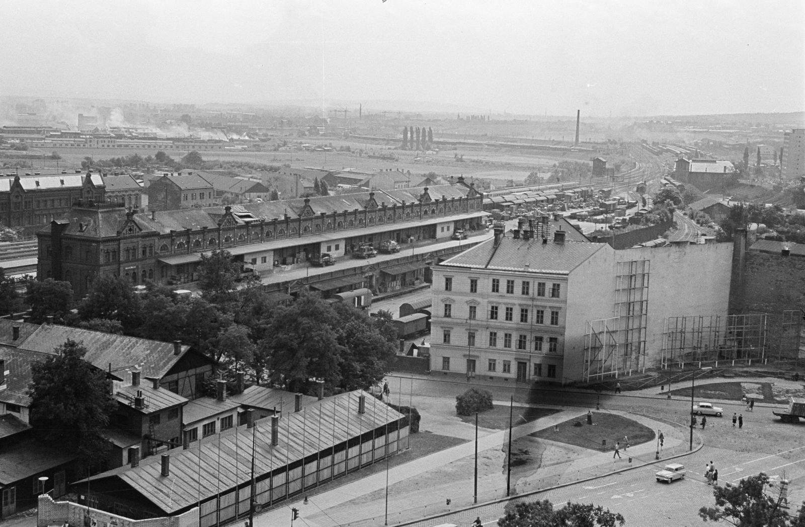 Csehország, Brno, látkép a régi városháza tornyából a teherpályaudvar felé., 1963, Schermann Ákos, Schermann Ákos, Fortepan #273019