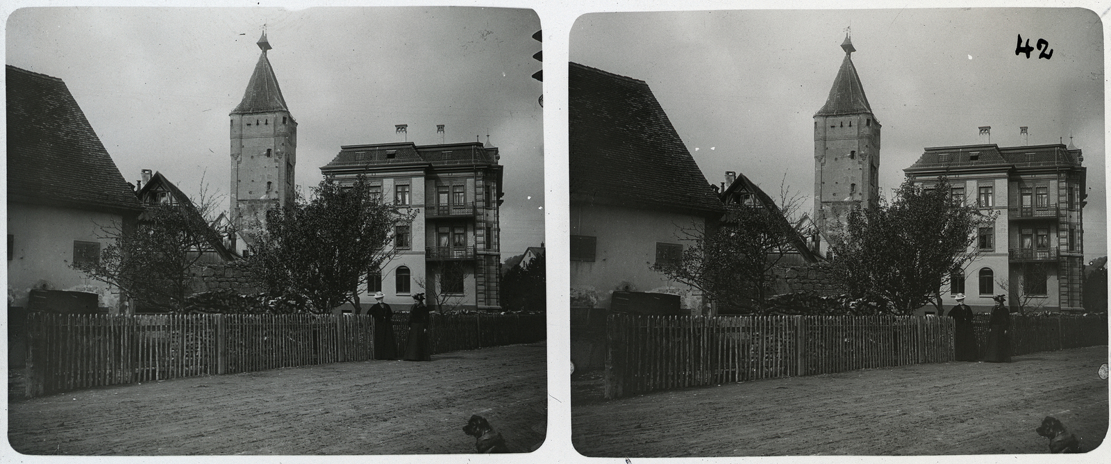 Németország, Biberach, Ulmer Tor, a városi erődítmény kaputornya., 1909, Schoch Frigyes, sztereófotó, kaputorony, Fortepan #27309