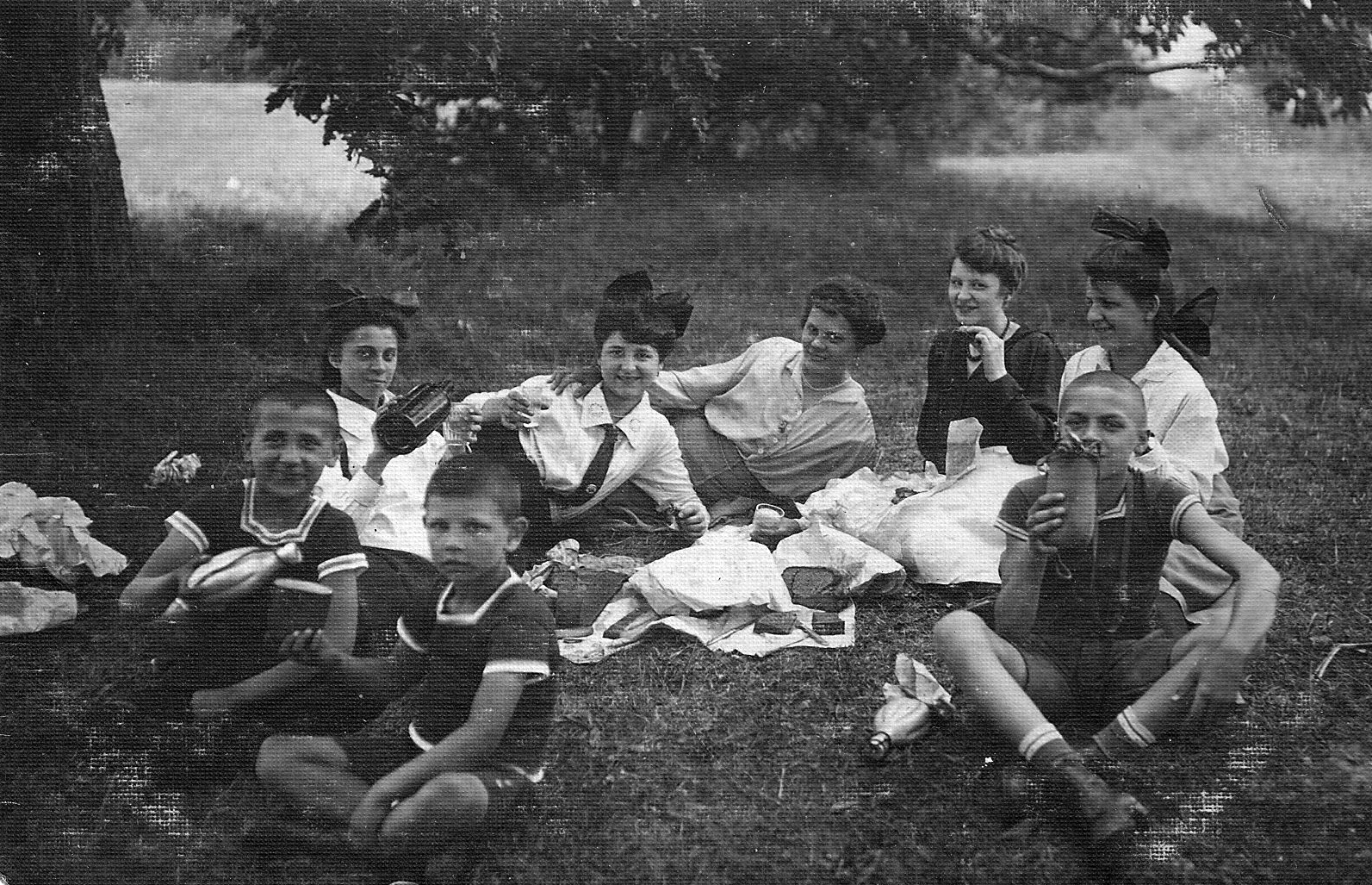 Hungary, Budapest XII., Normafa., 1913, Mészöly Leonóra, free time, excursion, tableau, picnic, Budapest, Fortepan #27334
