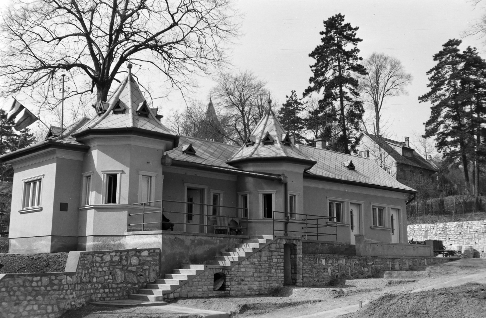 1957, Vajda Márton, building, stairs, freestone, Fortepan #273585
