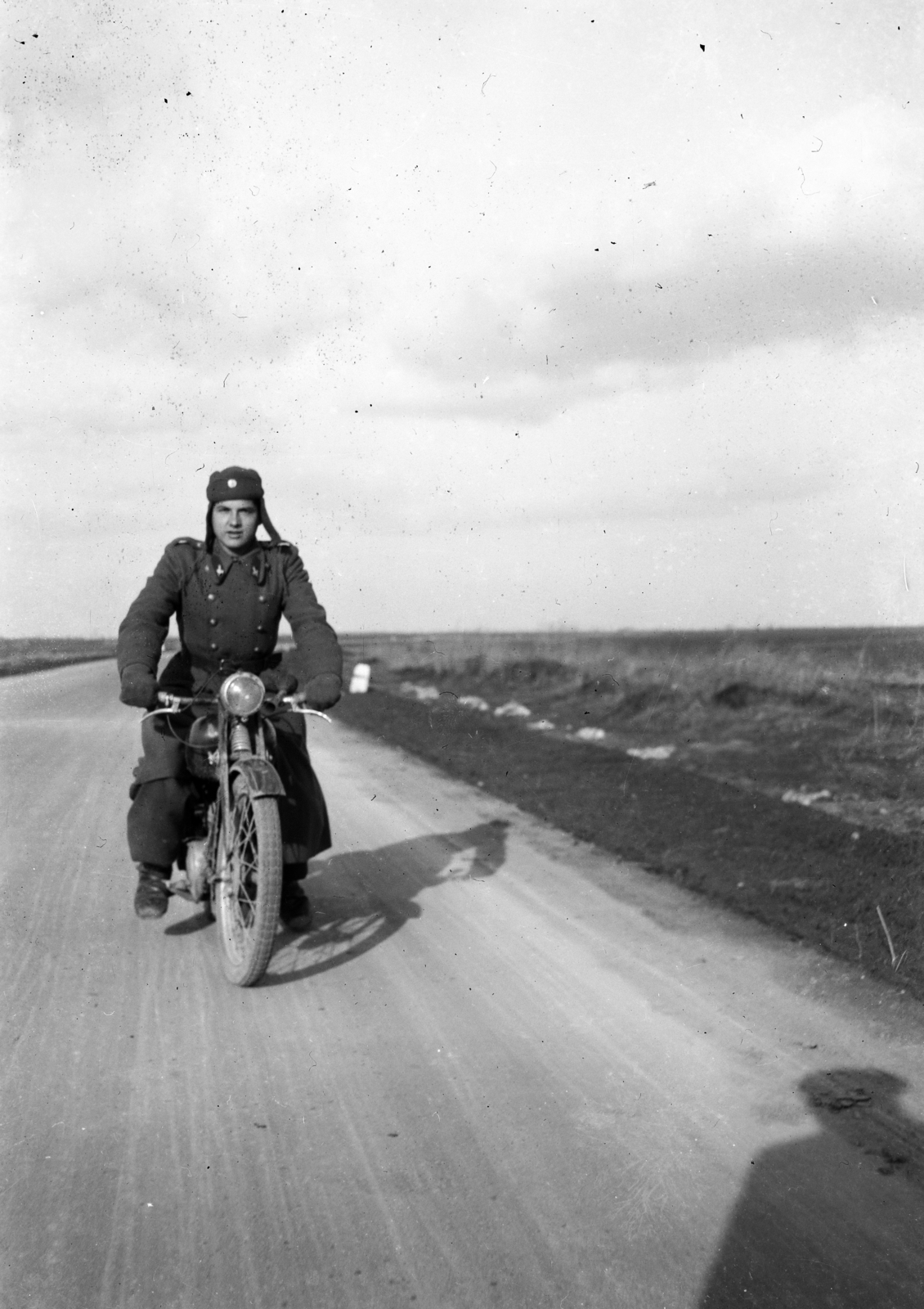 1955, Vajda Márton, katona, országút, motorkerékpár, Csepel 100, Fortepan #273593