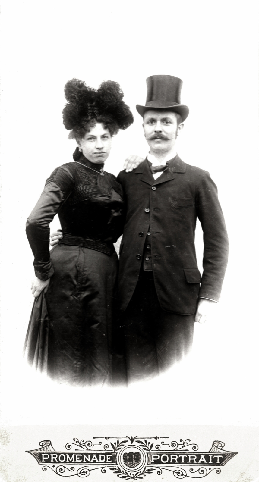 1902, Molnár Gyula, Best of, top hat, couple, Fortepan #274544