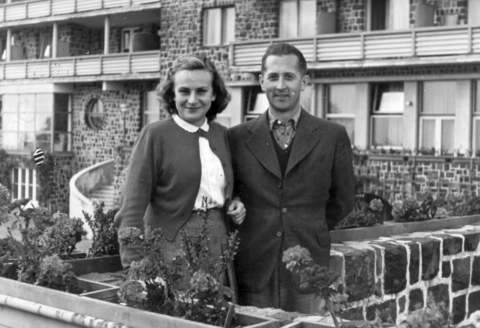 Hungary, Galyatető, Mátraszentimre, Nagyszálló., 1952, Mészöly Leonóra, hotel, man and woman, Károly Puskás-design, György Uray-design, Fortepan #27500