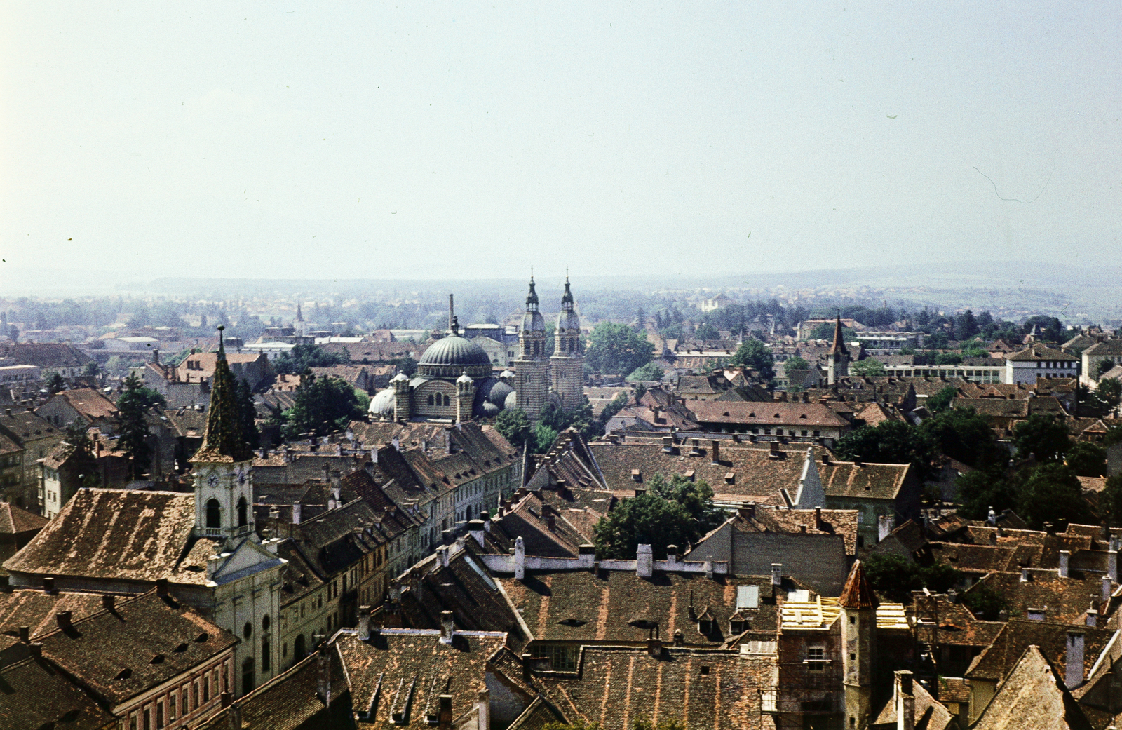 Romania,Transylvania, Sibiu, kilátás az evangélikus székesegyház tornyából az ortodox székesegyház felé., 1970, Páldi Vince, Fortepan #275270
