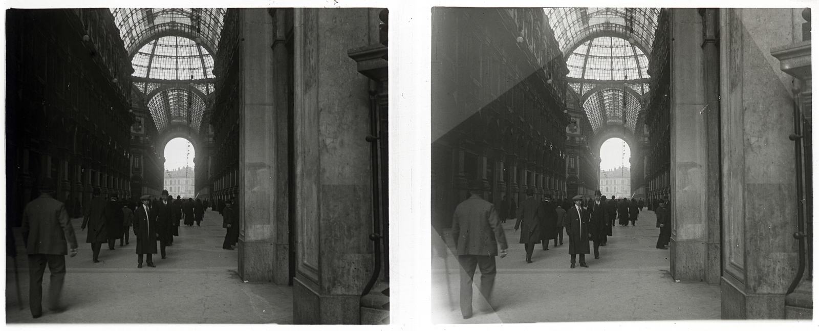 Olaszország, Milánó, Galleria Vittorio Emanuele II., 1910, Schoch Frigyes, sztereófotó, átjáró, Fortepan #27536