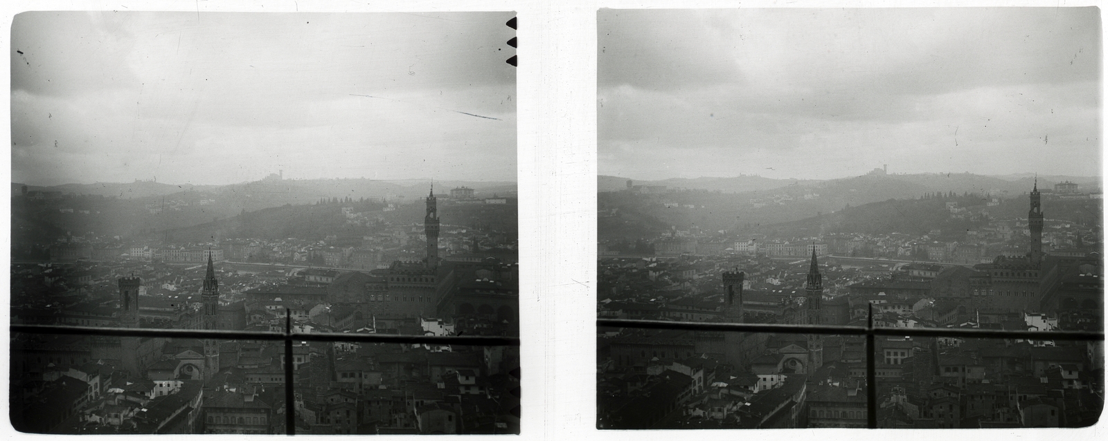 Olaszország, Firenze, látkép a Dóm kupolájából nézve, jobbra a Palazzo Vecchio., 1910, Schoch Frigyes, templom, palota, sztereófotó, Arnolfo di Cambio-terv, Fortepan #27545