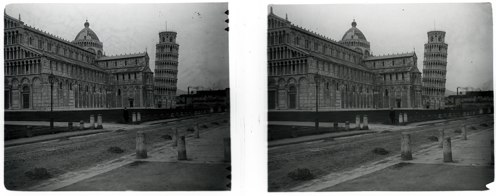 Olaszország, Pisa, Dóm tér a Dómmal és a ferde toronnyal., 1910, Schoch Frigyes, sztereófotó, Fortepan #27548