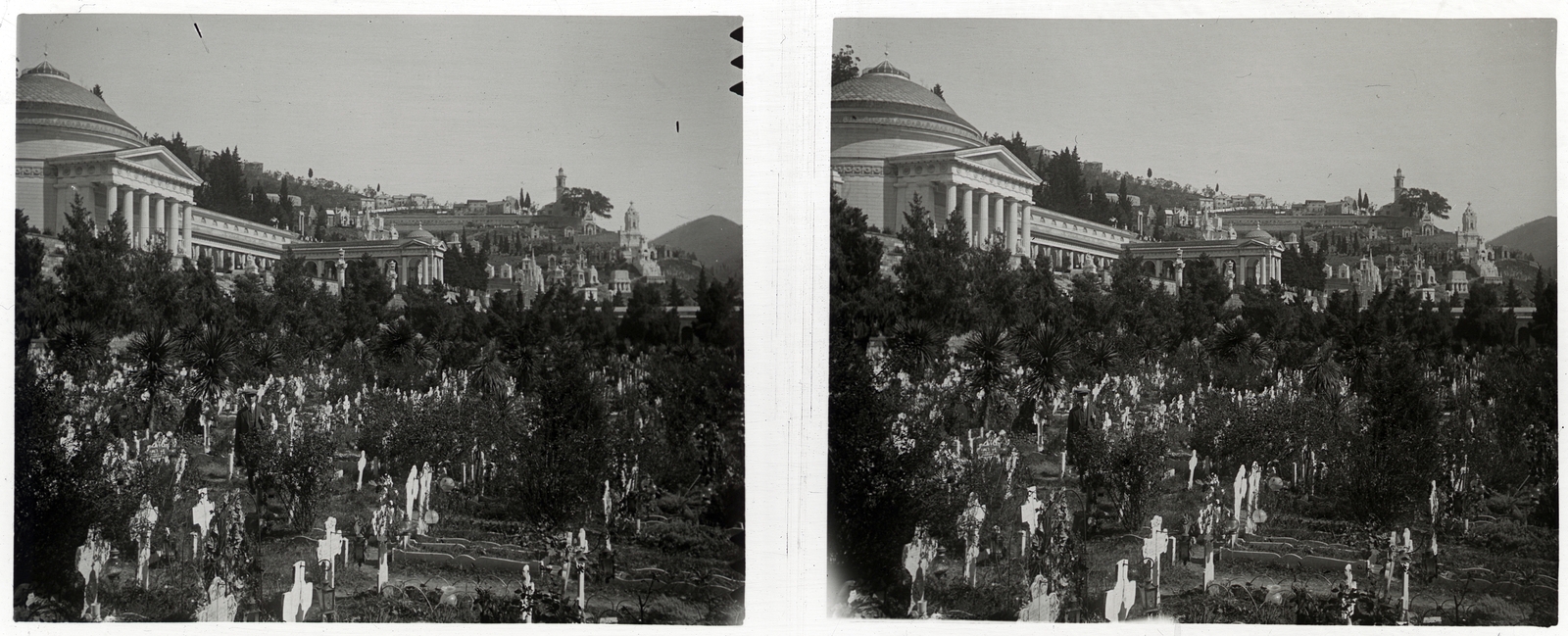 Olaszország, Genova, Városi temető (Cimitero Monumentale di Staglieno)., 1910, Schoch Frigyes, temető, sztereófotó, Fortepan #27549