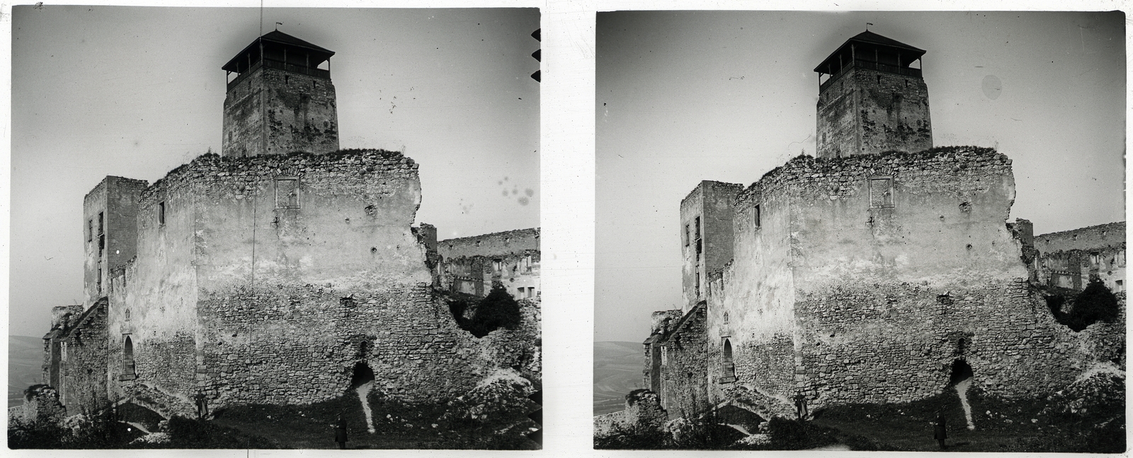 Slovakia, Trenčín, Trencsén vára., 1908, Schoch Frigyes, castle, stereophoto, Fortepan #27582