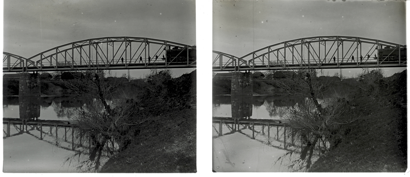 Croatia, Zorkovac, vasúti híd a Kulpa (Kupa) folyón., 1913, Schoch Frigyes, steam locomotive, Hungarian Railways, railway, bridge, railway bridge, stereophoto, Fortepan #27598